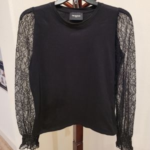 Kooples black top, lace sleeves
